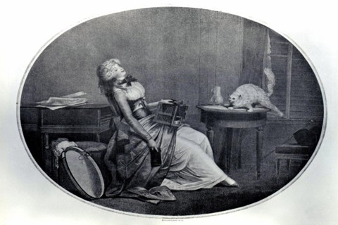 Gravure d'après Debucourt, Minet aux aguets