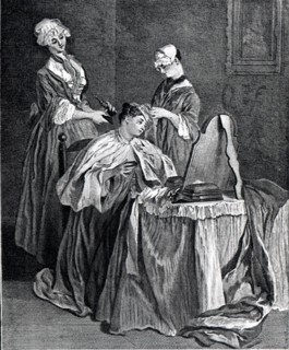 Engraving by Lancret, Dressing