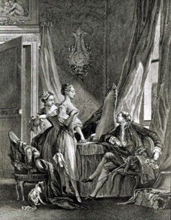 Engraving by Baudoin, Intimate scene