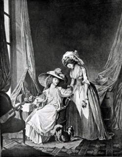 Engraving by Lavreince, The Difficult Admission