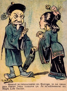 Caricature of scene from daily life