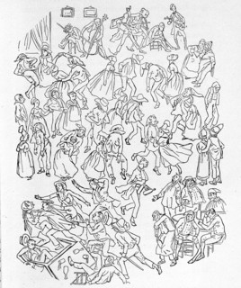 A ballroom in a village, illustration by Gustave Doré