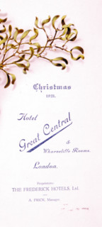Menu for Christmas Dinner in a restaurant in London