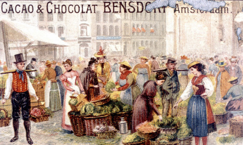 Germany, Hamburg, market in the late 19th century, illustration