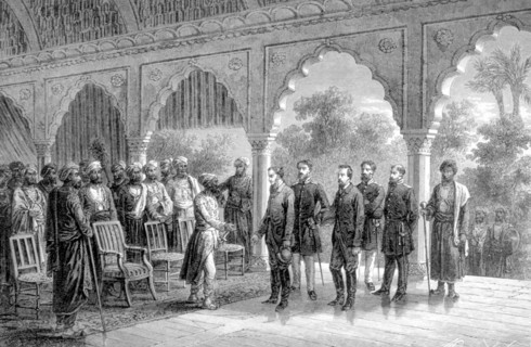 Présentation des voyageurs au Maharajah de Jeypore