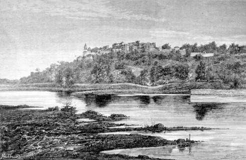 Narsingarh, vue prise de la rive opposée du lac