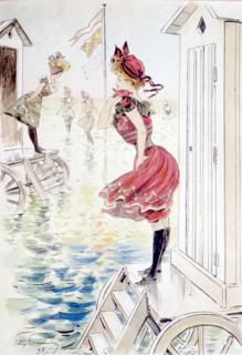 Bathing in the sea, illustrations