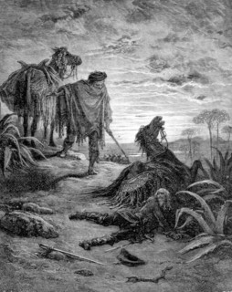 Les deux mulets, fables de La Fontaine, illustration de Gustave Doré