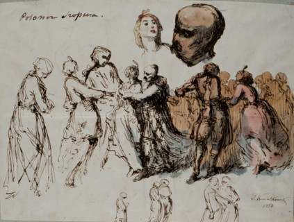 Etude pour La Polonaise de Chopin, aquarelle de Kwiatkowski