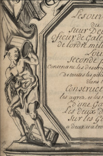 Geometric description of all of the parts included in the construction of a galley, engraving by Debenat