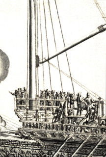 Geometric description of all of the parts included in the construction of a galley, engraving by Debenat