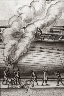Geometric description of all of the parts included in the construction of a galley, engraving by Debenat