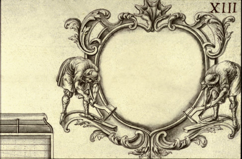 Geometric description of all of the parts included in the construction of a galley, engraving by Debenat