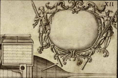 Geometric description of all of the parts included in the construction of a galley, engraving by Debenat