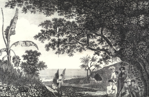 Travels of James COOK, funeral ceremony, engraving by William Hodges