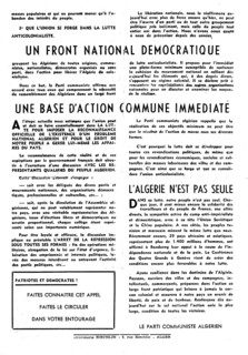 Tract du Parti communiste algérien