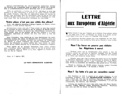 Tract du Parti communiste algérien