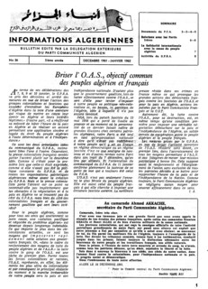Une de "Informations algériennes"