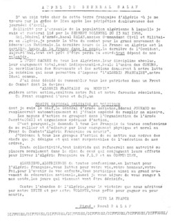 Tract, appel du Général Salan après le putsch militaire