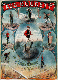 Advertising poster, "The world monocycling champion"