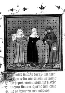 Two women and a pilgrim