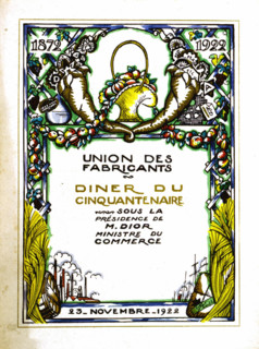 Menu for a banquet of the Manufacturer's association