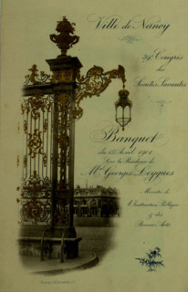 Menu for the banquet organized for the 39th Congress of Scientific Societies of the city of Nancy