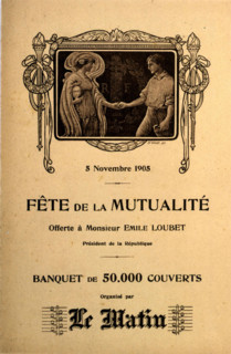 Menu for the banquet given for Mr. Emile Loubet on the occasion of the mutual insurance association celebration