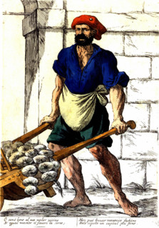 Street trades in Bologna, Italy in the 17th century, onion vendor