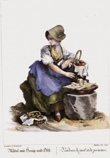 Street trades in Vienna in the 18th century, fruit and cheese vendor