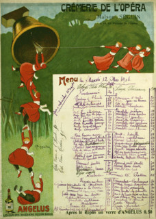 Menu from the"Crêmerie de l'opéra" in Paris