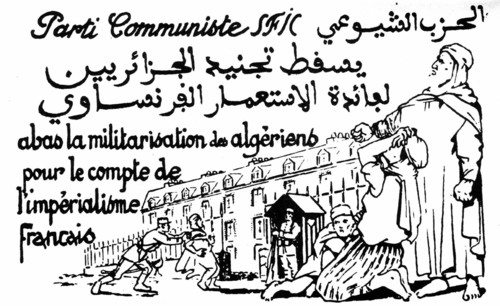French Communist Party flyer against militarizing Algerians - reverse side