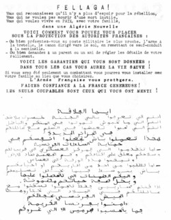 Tract appealing to the fellaghas to surrender to the French army
