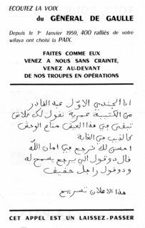 Tract appealing to the fellaghas to surrender to the French army