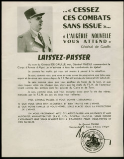 Tract appealing to the fellaghas to surrender to the French army
