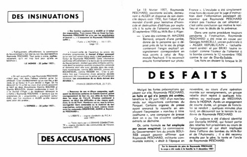 Tract diffusé après la mort de Raymonde Peschard