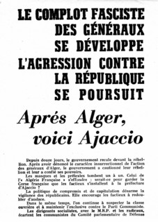 Tract of the French Communist Party after the conspiracy of the  generals