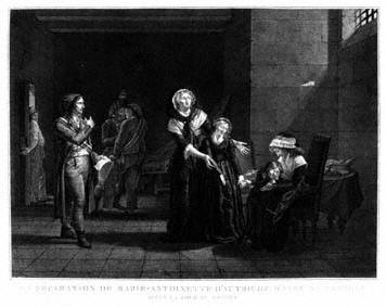 Marie-Antoinette of Austria is separated from her family in the Temple tower