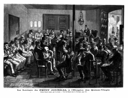 La lecture du Petit Journal à l'hospice des Quinze-Vingts
