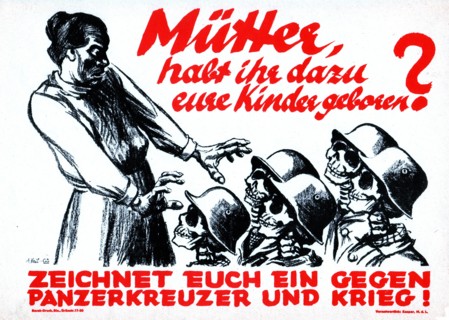 Affiche de propagande  contre la guerre appelant les femmes à signer une pétition