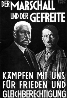 Affiche de propagande après la nomination d'Hitler chancelier, Hindenburg et Hitler