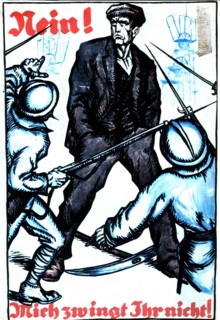 Affiche de propagande contre l'occupation française de la Ruhr après le traité de Versailles