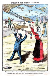 L'essor de l'aviation militaire, caricature de Bréger