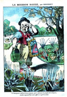 Caricature de Brousset , la moisson rouge