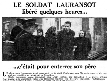 Article on Emile Lauransot, a draft resister