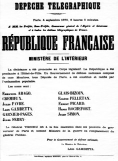 Affiche annonçant la déchéance de Napoléon III et proclamant la république.