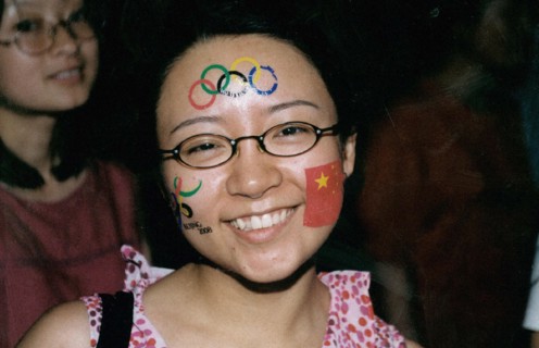 Celebrating victory after Beijing has been named host of the 2008 Olympics