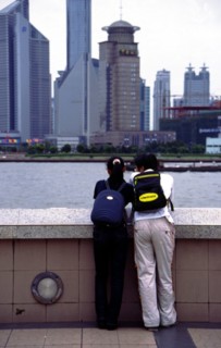Etudiants sur le Bund, à Shanghai