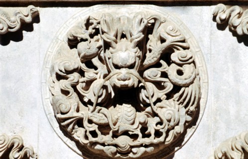 Mont Wutai, Temple de Dragon Spring, temple de Longquan, décor de dragon sculpté sur pierre