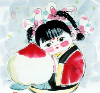 Peinture chinoise représentant un enfant